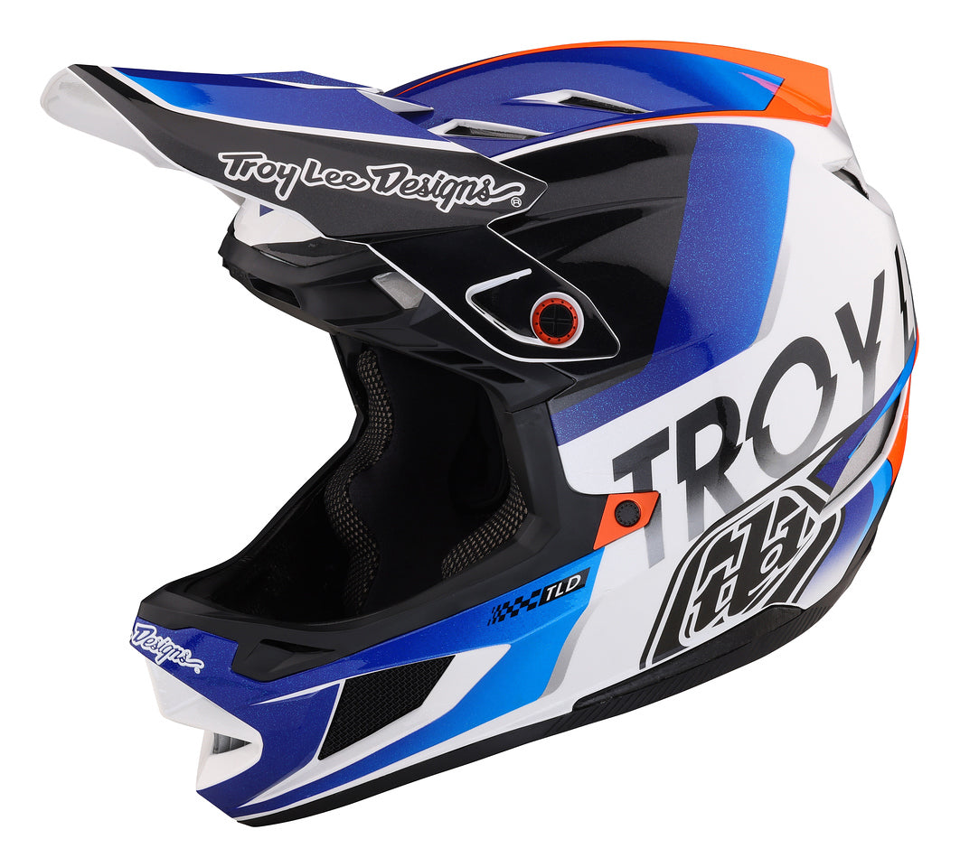 Casco Troy Lee Designs D4 Composite Qualifier White / Blue Navy